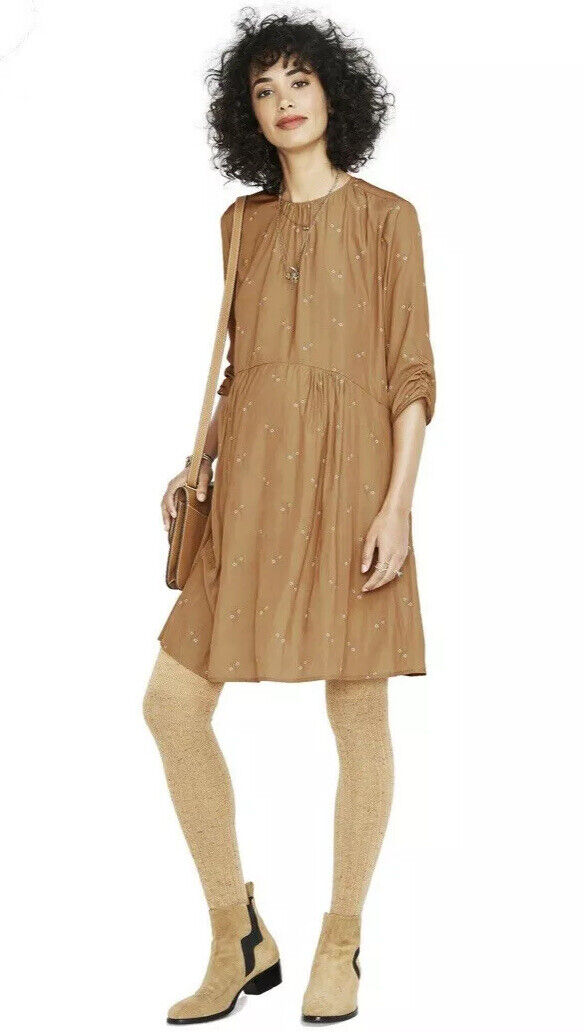 Hatch Maternity Women’s THE EMMA DRESS Brass Floral $268 NEW