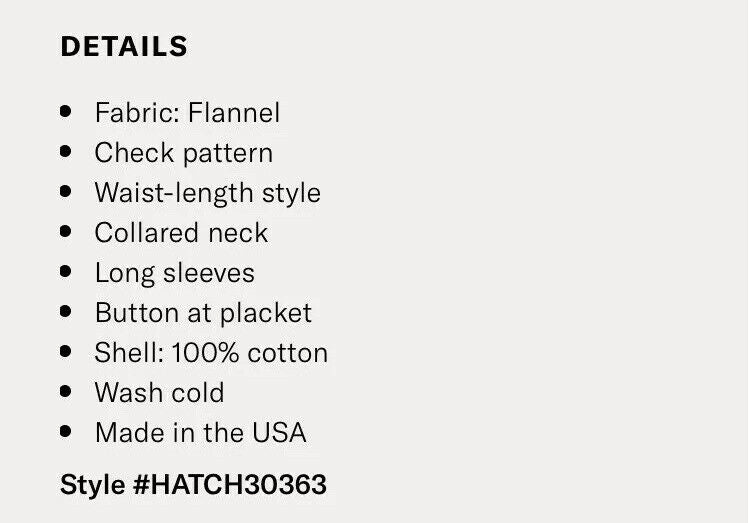 Hatch Maternity Women’s THE FLANNEL Bordeaux Plaid Button Down Shirt $188 NEW