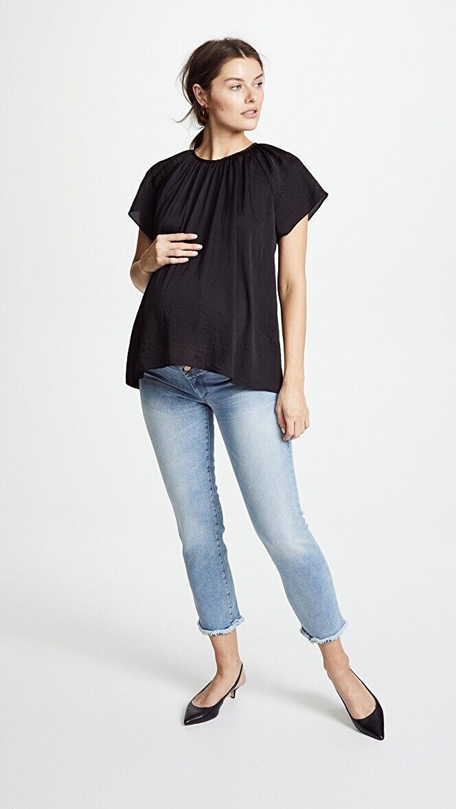 Hatch Maternity Women’s THE CECILIA TOP Black $168 NEW