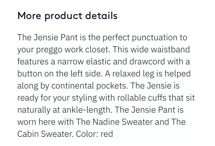 Hatch Maternity Women’s THE JENSIE PANT Blush/Pink $188 NEW