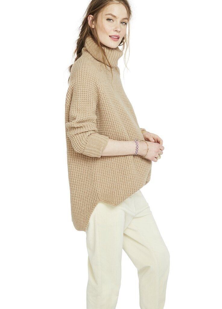 Hatch Maternity THE WAFFLE TURTLENECK Camel Merino Wool Size P (PETITE) $328 NEW