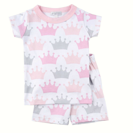 Magnolia Baby Girls ROYALS Short Pajamas Pima Cotton Pink NEW