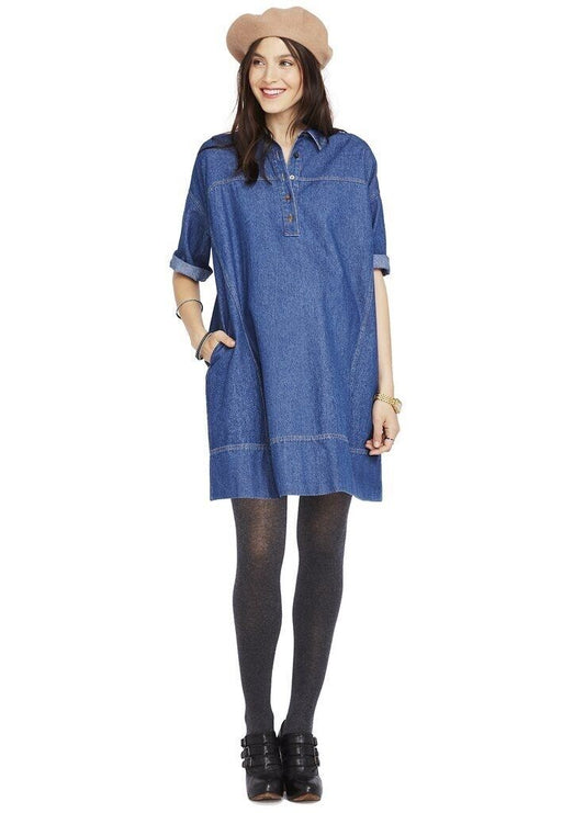 Hatch Maternity Women’s THE LIZZIE DRESS Denim $248 NEW