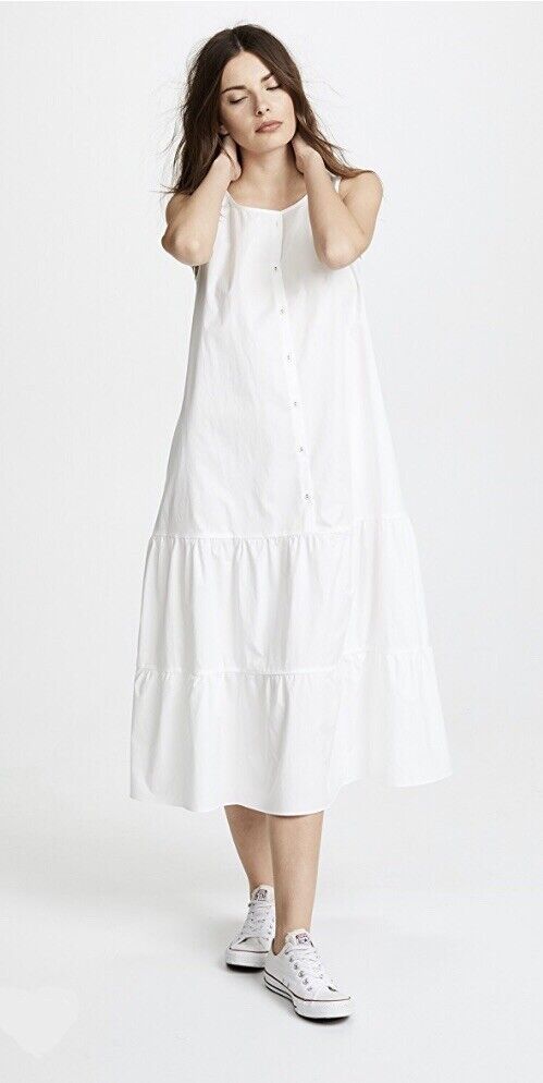 Hatch Maternity Women’s THE ELENORE DRESS White Cotton Poplin $268 NEW