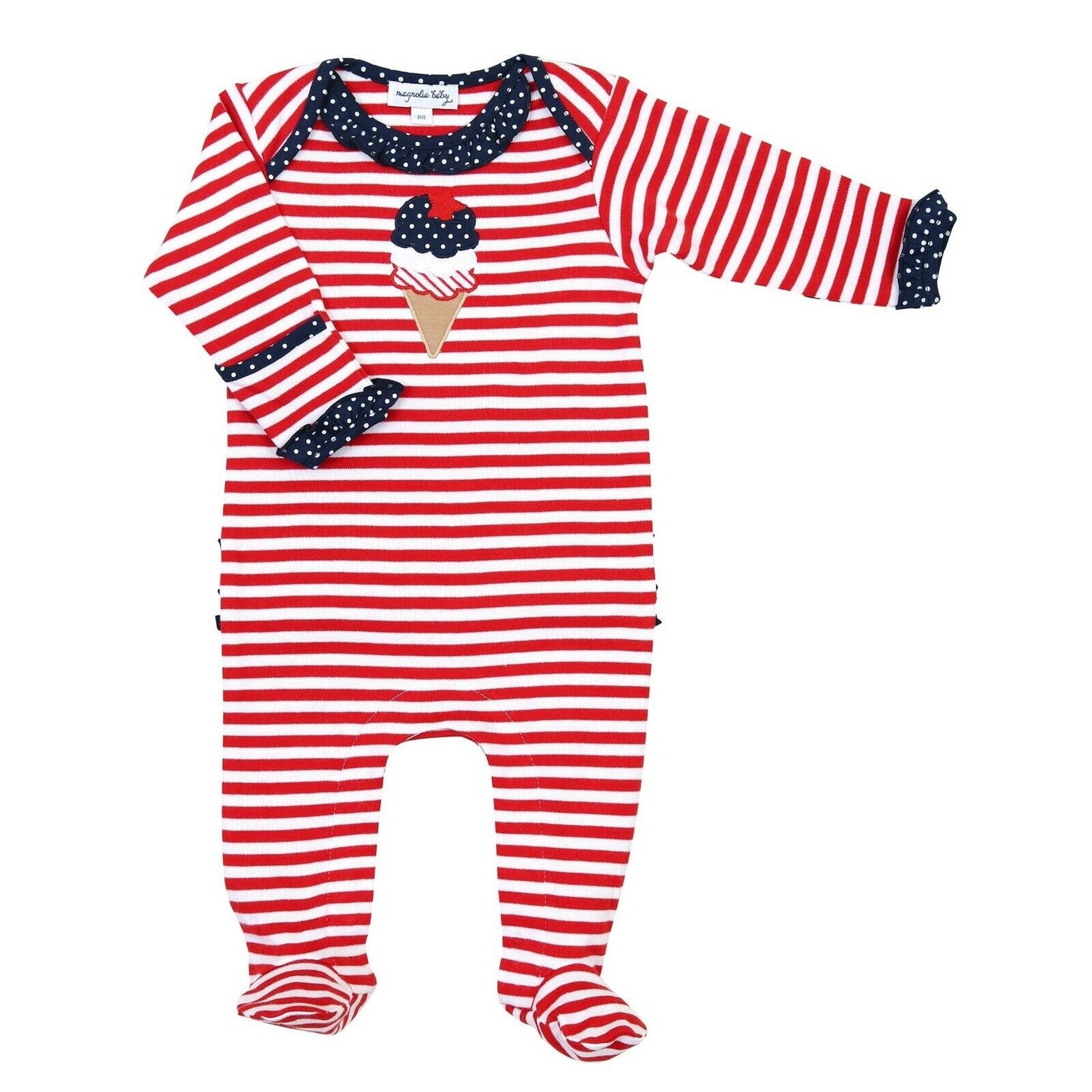Magnolia Baby Girls 4th OF JULY ICE CREAM Ruffle Lap Footie Size Preemie NEW