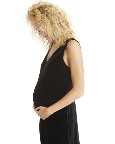 Hatch Maternity Women’s THE VIOLETTE JUMPER Black Velvet $278 NEW