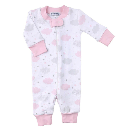 Magnolia Baby Girls MY LITTLE STAR Zipped Pajamas Pink Pima Cotton NEW