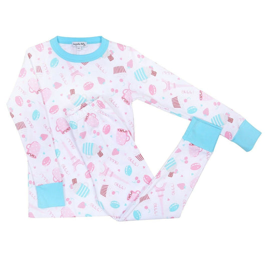 Magnolia Baby Girls OH LA LA! Long Pajamas Pima Cotton Pink Size 6/12 Months NEW