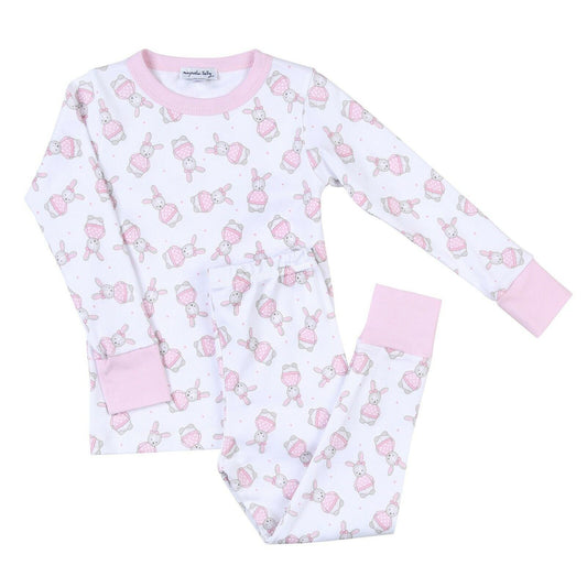 Magnolia Baby Girls VINTAGE POLKA DOT BUNNY Long Pajamas Pima Cotton NEW