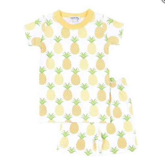 Magnolia Baby Girl PINEAPPLE Short Pajamas Yellow Size 6/12 Months NEW