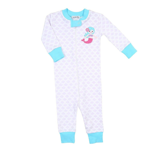 Magnolia Baby Girls LITTLE MERMAID Zipped Pajamas Lilac Pima Cotton NEW