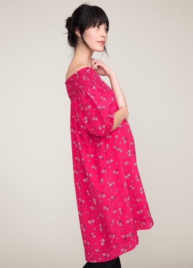 Hatch Maternity Women's THE LEONA DRESS Azalea/Canterbury $298 NEW