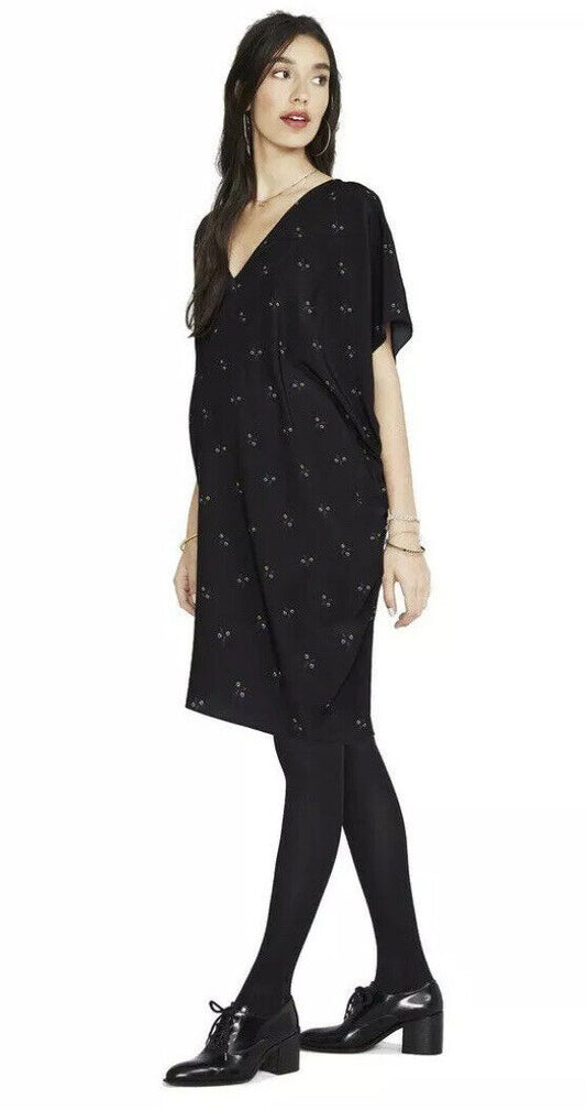 Hatch Maternity Women’s THE SLOUCH DRESS Black Woodland Floral $198 NEW