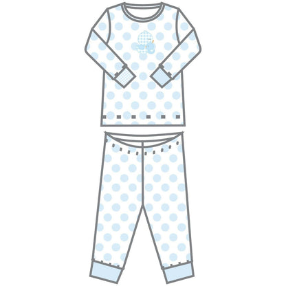 Magnolia Baby Boys GINGHAM DUCKIE Long Pajamas Pima Cotton Blue NEW
