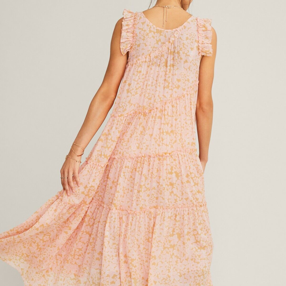 Hatch Maternity Women's THE ANAELLE DRESS Silk Blend Apricot $328 NEW