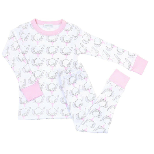 Magnolia Baby Girls GOLF Long Pajamas Pima Cotton Pink NEW