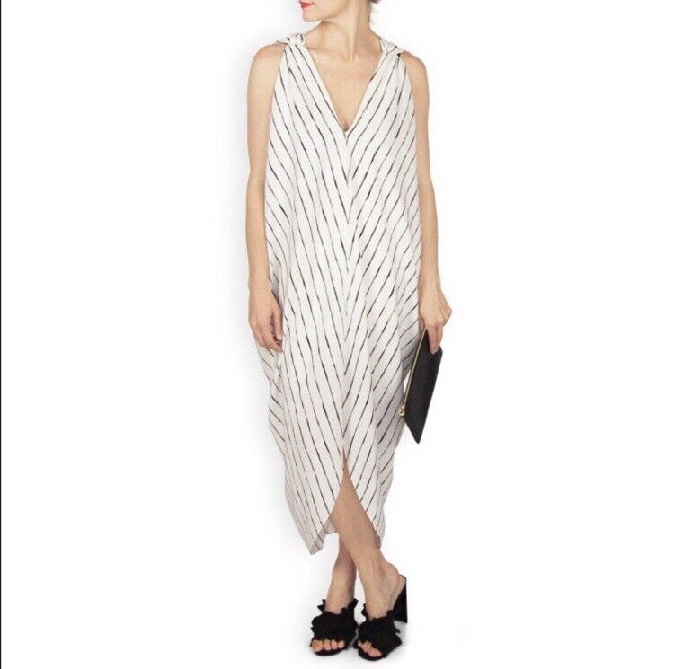 Hatch Maternity Women’s THE AMIRA CAFTAN Ivory/Black Dress $328 NEW