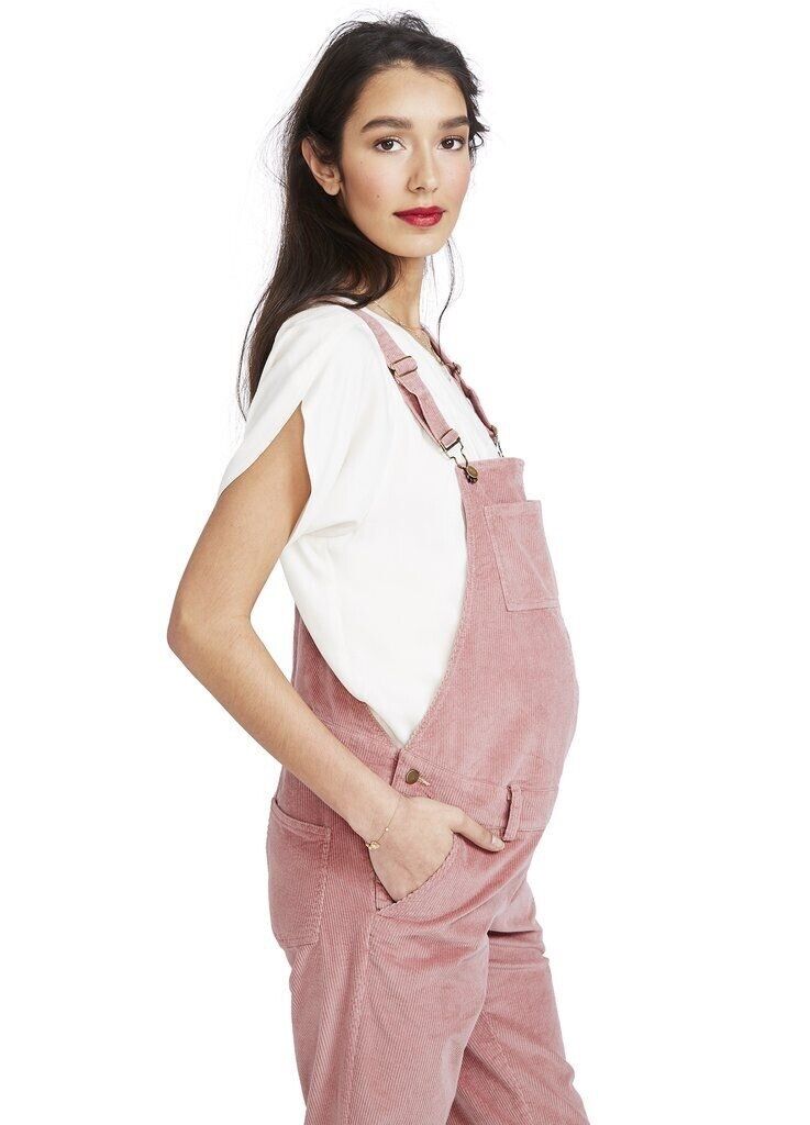 Hatch Maternity Women’s THE CORD OVERALL Rose $268 NEW