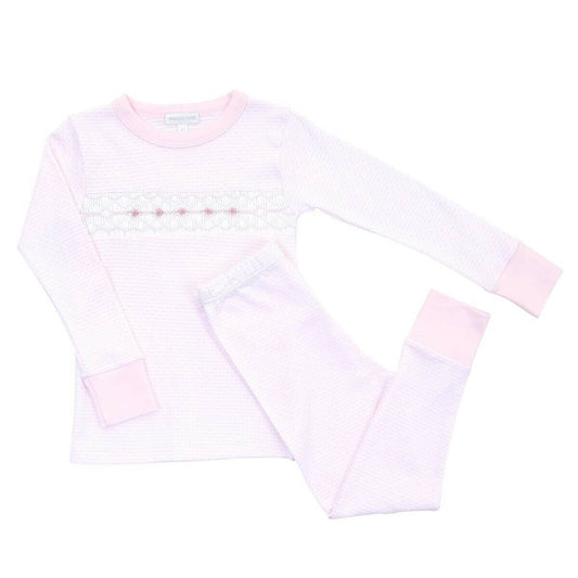 Magnolia Baby Girls MADDY AND MICHAELS Smocked Pajamas Pink Pima Cotton NEW