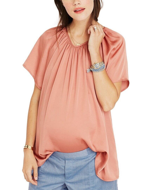 Hatch Maternity Women’s THE CECILIA TOP Terracotta/Pink $168 NEW