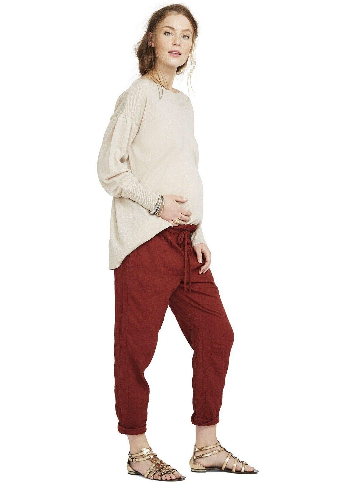 Hatch Maternity Women’s THE PAPERBAG PANT Rust Size 0 (XS/0-2) NEW