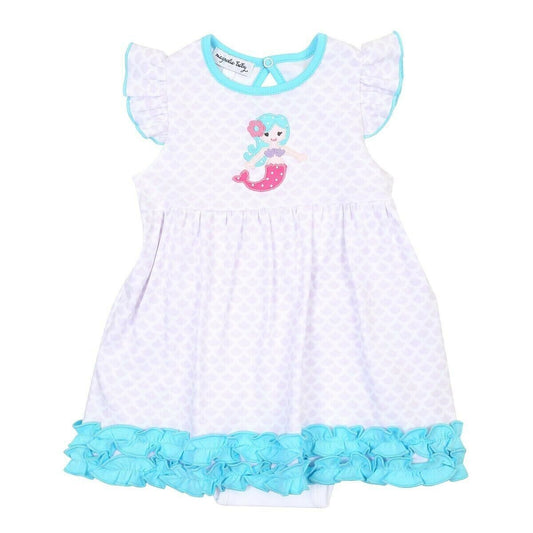 Magnolia Baby Girl LITTLE MERMAID APPLIQUE Flutters Dress Set Pima Cotton NEW