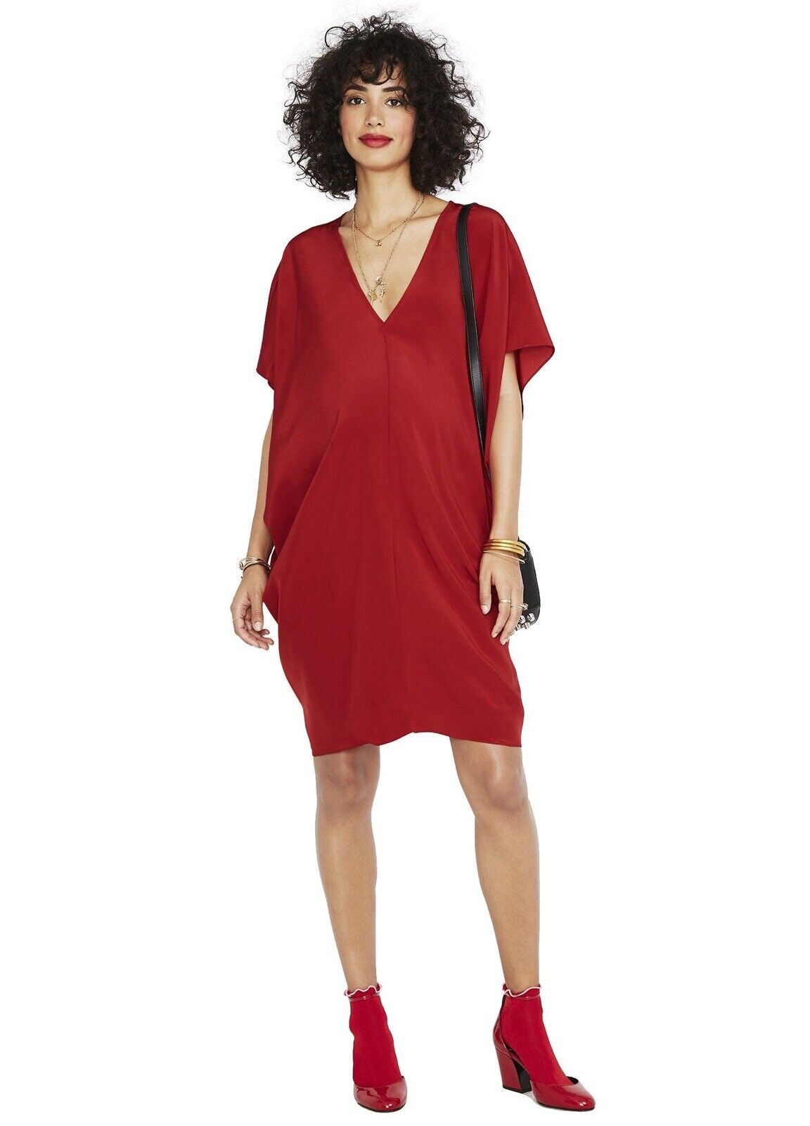 Hatch Maternity Women s THE SLOUCH DRESS Scarlet Red 198 NEW Baby and Me