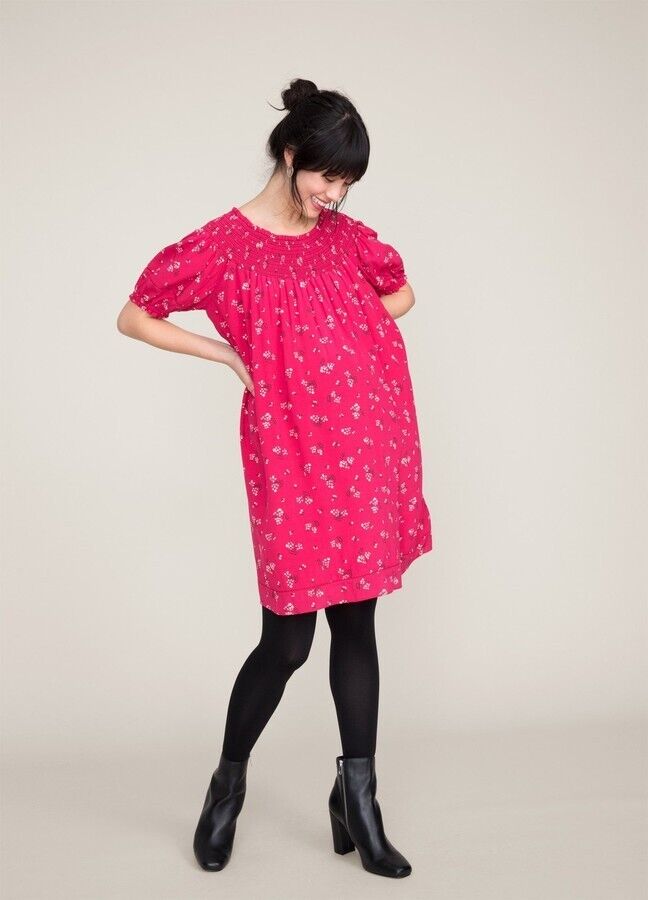 Hatch Maternity Women's THE LEONA DRESS Azalea/Canterbury $298 NEW