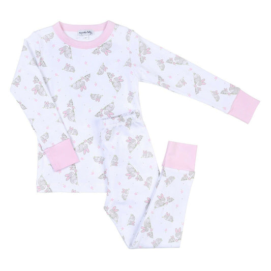 Magnolia Baby Girls DARLING BUNNIES Long Pajamas Size 6/12 Months NEW