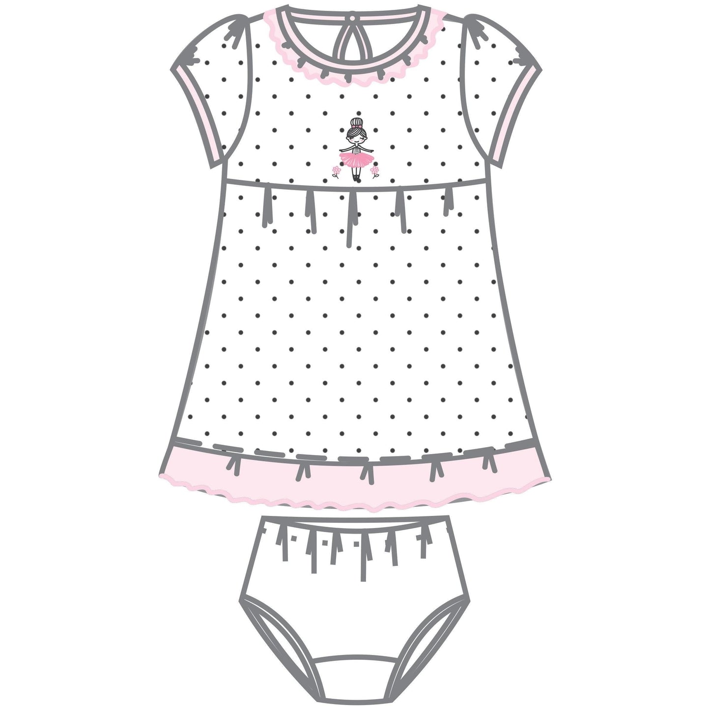 Magnolia Baby Baby Girl Prima Ballerina Pink - Embroidered S/S | Printed Flutters | Dress Set