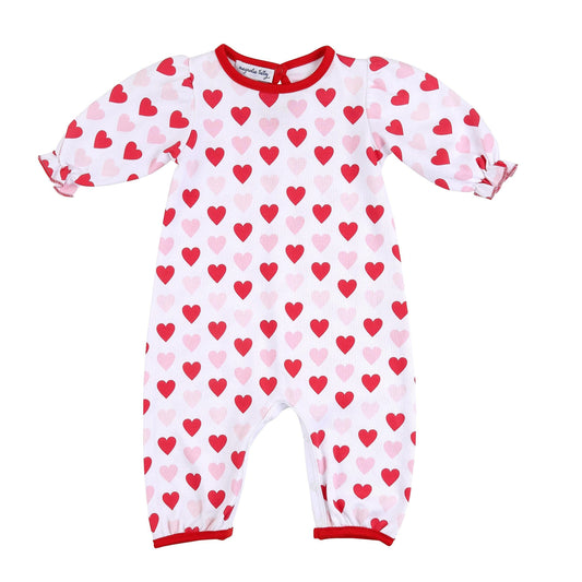 Magnolia Baby Baby Girl Heart to Heart Printed Ruffle Long Sleeve Playsuit Red Size 18 Months