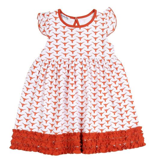 Magnolia Baby Baby Girl Hook 'Em! Printed Flutters Dress Set Orange