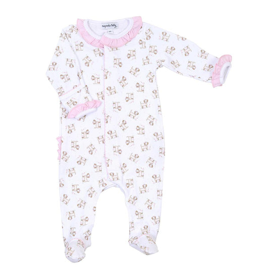 Magnolia Baby Girls TINY PUPPY Printed Ruffle Footie Pima Cotton NEW