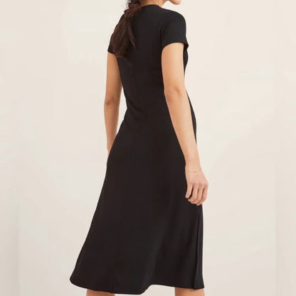 HATCH Maternity Women's THE VIRGINIA SEEMED DRESS Black Viscose $248 NEW