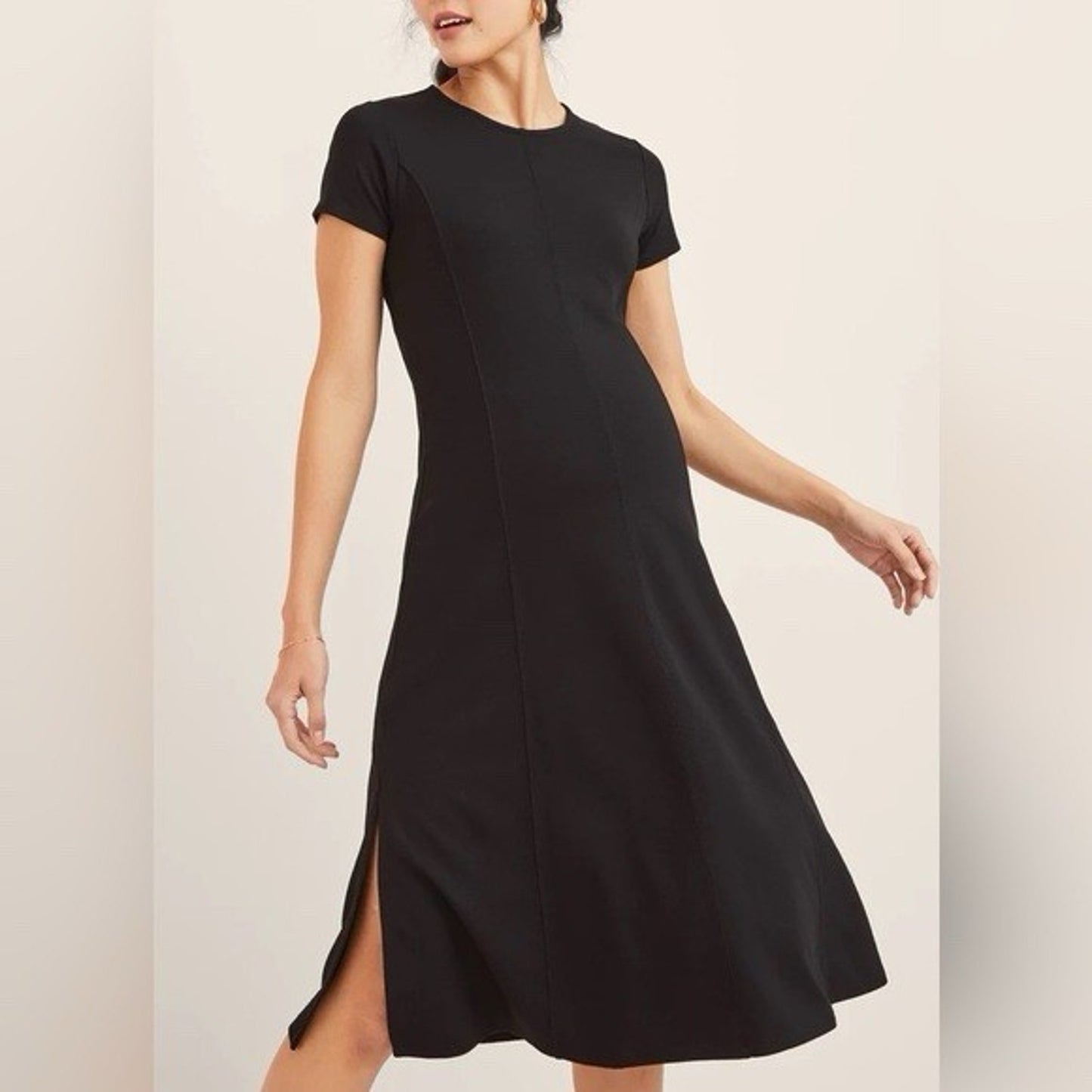 HATCH Maternity Women's THE VIRGINIA SEEMED DRESS Black Viscose $248 NEW