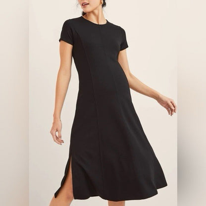 HATCH Maternity Women's THE VIRGINIA SEEMED DRESS Black Viscose $248 NEW