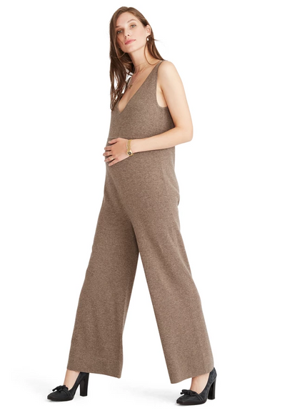 Hatch Maternity Women's THE NOLA JUMPSUIT Portabella/Brown Merino Wool/Cashmere $298 NEW