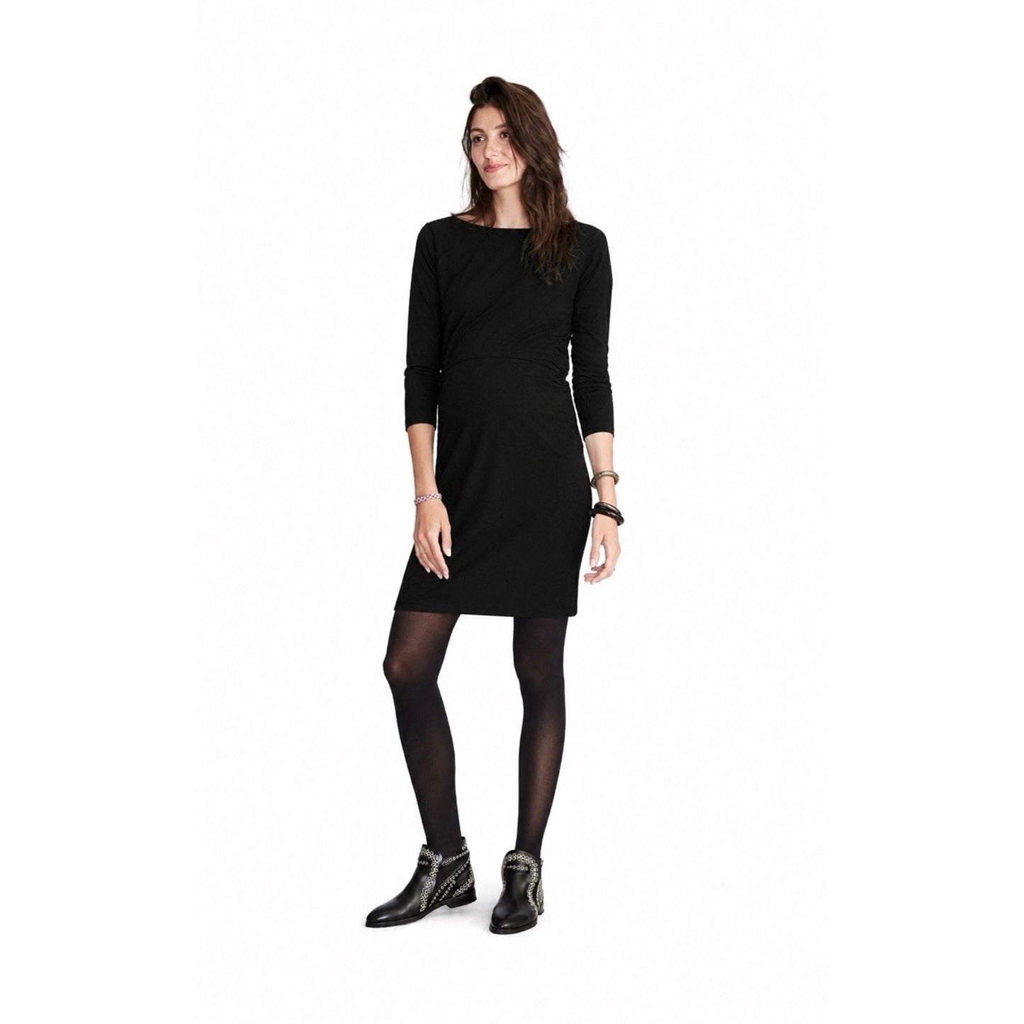 Hatch Maternity Women's THE MILA DRESS Black/Ivory Size 1 (S/4-6) $248 NEW