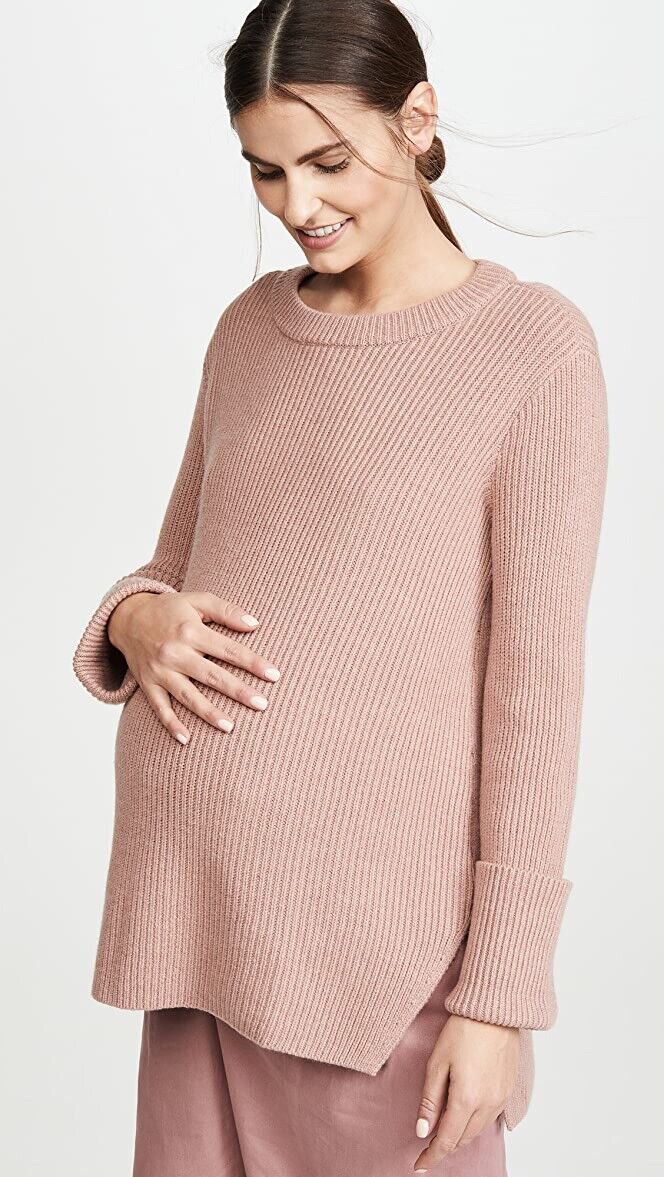 Hatch Maternity Women's THE CECILE SWEATER Rosewood Pink Merino Wool/Cashmere $298 NEW