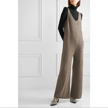 Hatch Maternity Women's THE NOLA JUMPSUIT Portabella/Brown Merino Wool/Cashmere $298 NEW