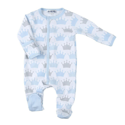 Magnolia Baby Boys ROYALS Zipped Pajamas Pima Cotton Blue NEW