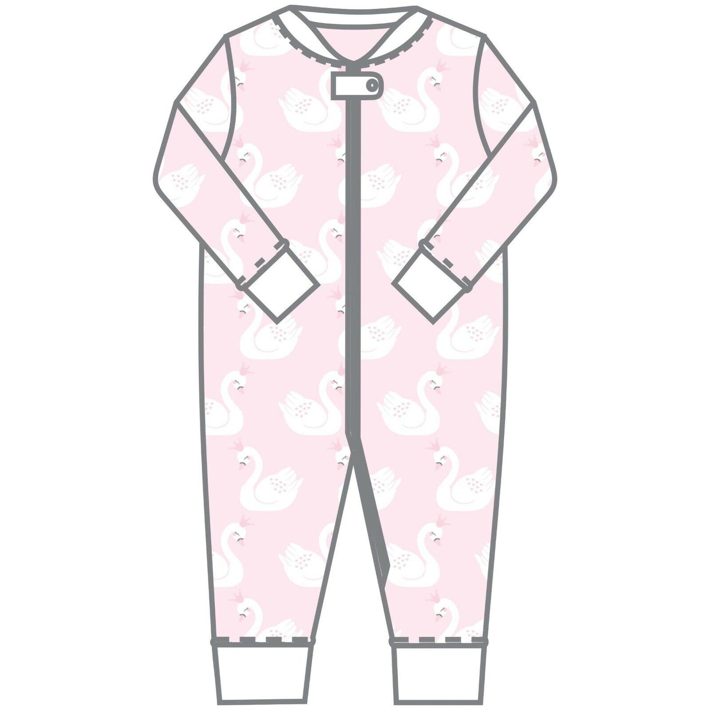 Magnolia Baby Girls CISNE Zipped Pajamas Pink Pima Cotton NEW