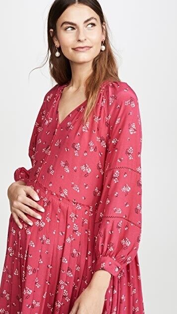 Hatch Maternity Women's THE MYRA DRESS Azalea/Canterbury $328 NEW