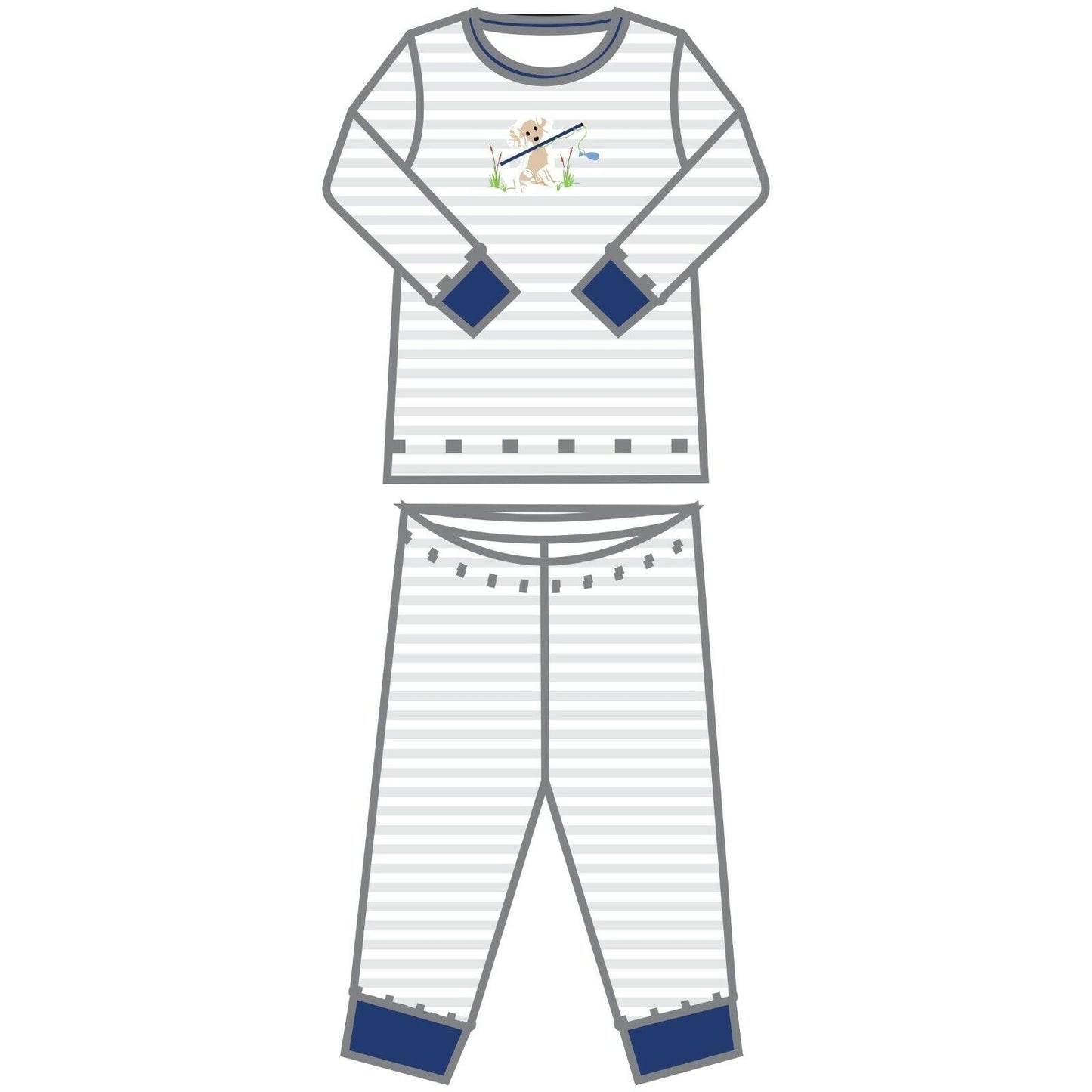 Magnolia Baby Boys FISHING BUDDY Long Pajamas Pima Cotton Blue NEW