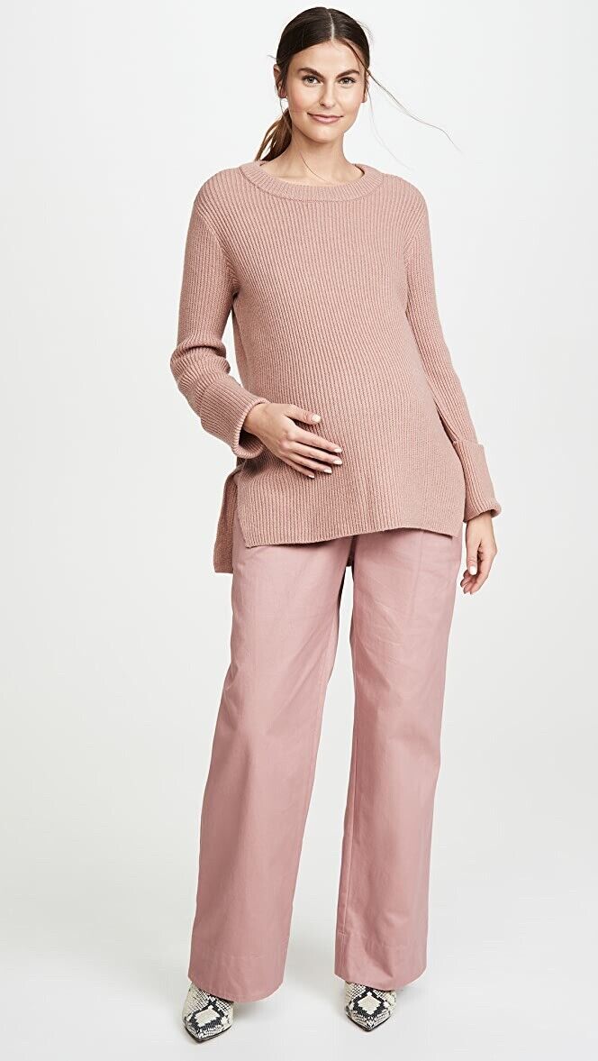 Hatch Maternity Women's THE CECILE SWEATER Rosewood Pink Merino Wool/Cashmere $298 NEW