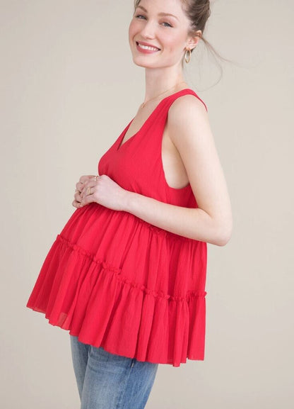 Hatch Maternity Women's THE AUSTRA TANK Punch Silk/Cotton/Spandex $198 NEW