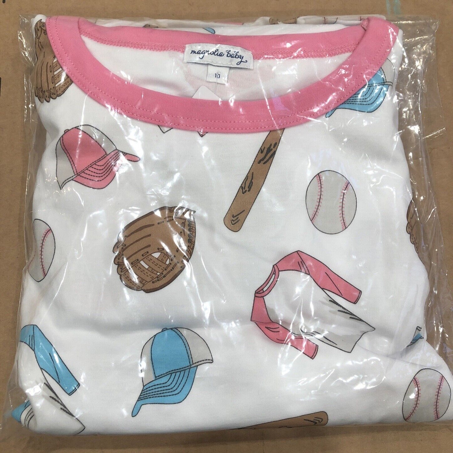 Magnolia Baby Girls BASEBALL SEASON Long Pajamas Pima Cotton Pink NEW