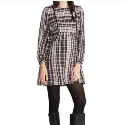 Hatch Maternity Women's THE ESME DRESS Black Plaid $258 NEW