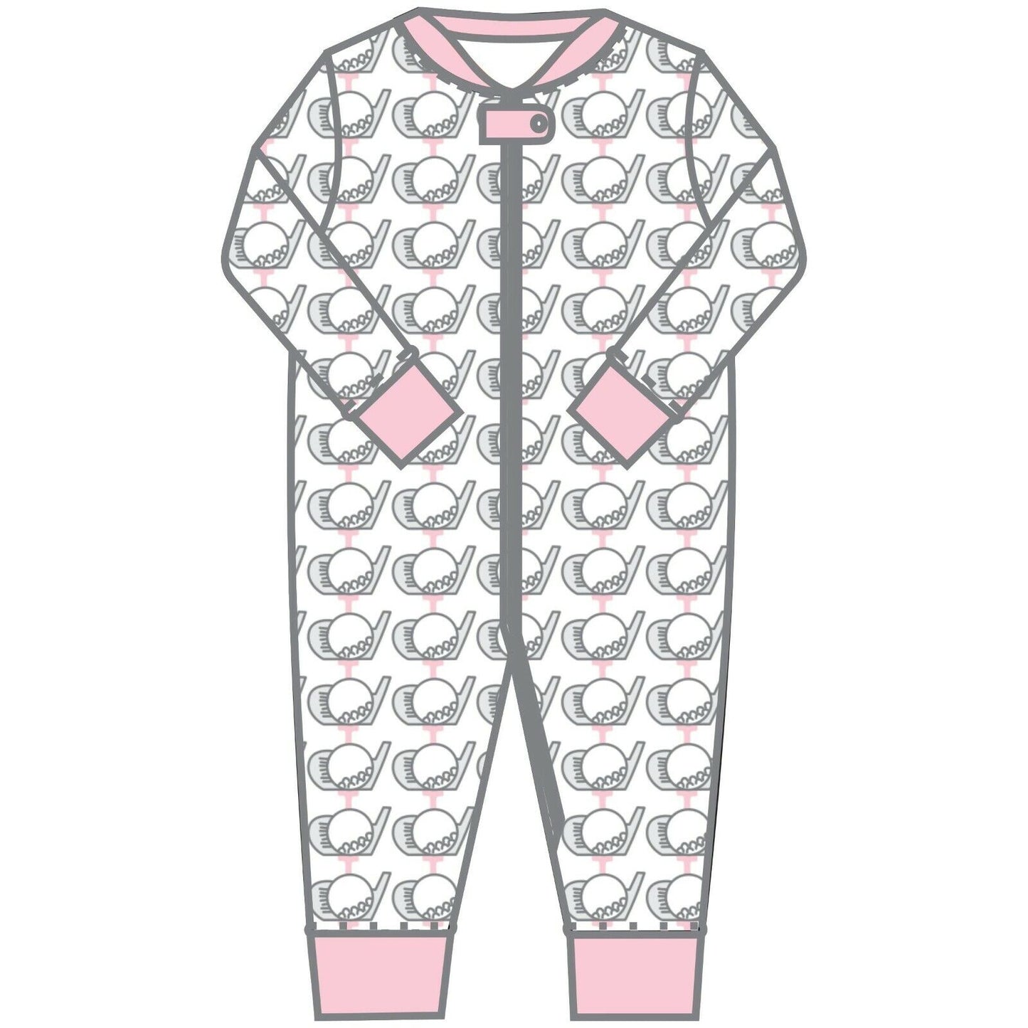 Magnolia Baby Girls GOLF Zipped Pajamas Pink Pima Cotton NEW