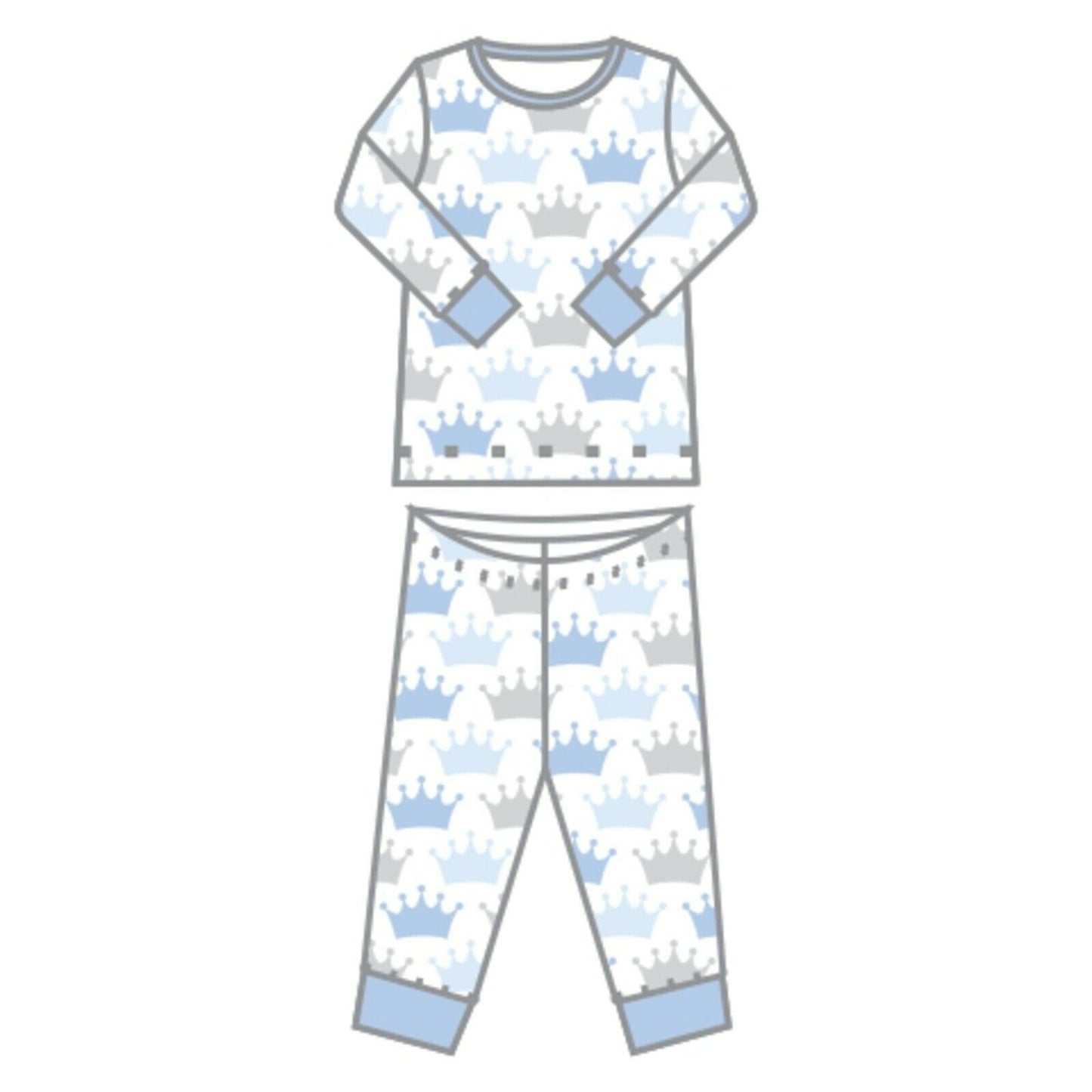 Magnolia Baby Boys ROYALS Long Pajamas Pima Cotton Blue NEW